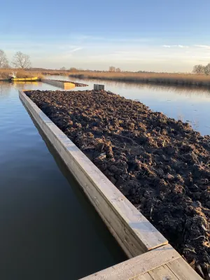 Quay heading and piling construction on the Norfolk Broads